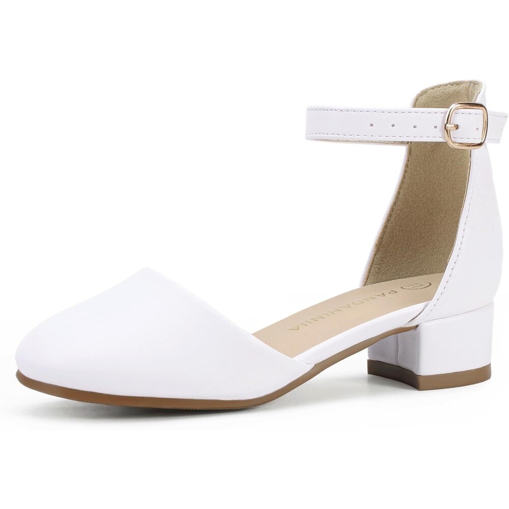 PANDANINJIA Girls White Dress Pump Heels Size 11 Big Kid